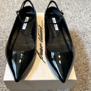 Brian Atwood Astrid Black Patent Leather Flats